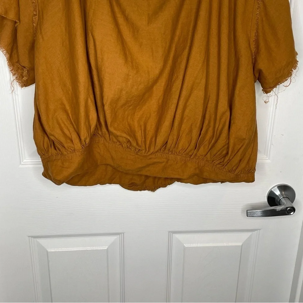 Free People Cloud 9 Bubble Tee Linen Blend in Pecan Brown M - Picture 7 of 11